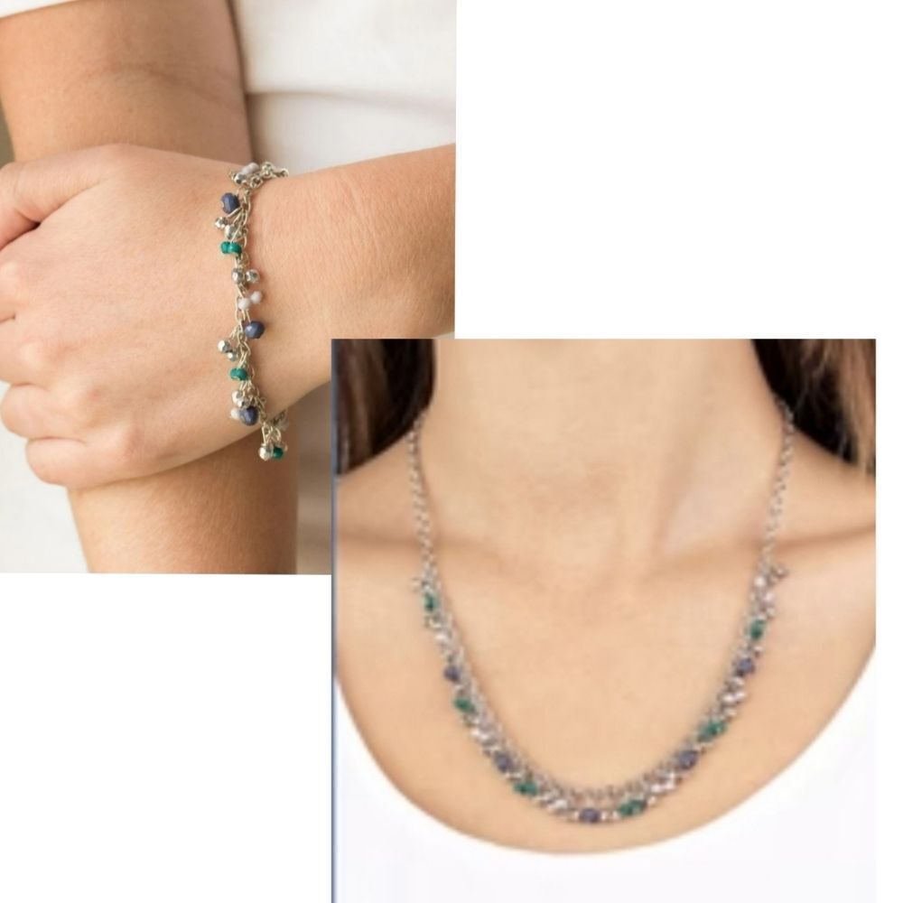 Necklace sailing the Papparazzi Bracelet jewelry set Aquatic Blue set lady women